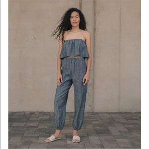 RARE OZMA Graham Blue Indigo Organic Chambray Joggers